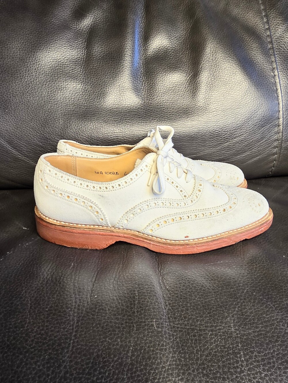 RALPH LAUEN POLO White Leather Wingtip Derby Oxfords